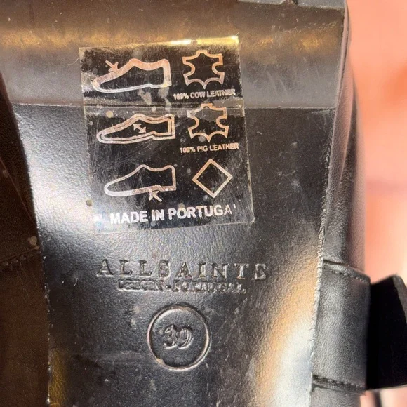 Authentic AllSaints Sarris Black Leather Booties – Size 39 – Made in Portugal 🇵🇹 - Picture 9 of 9